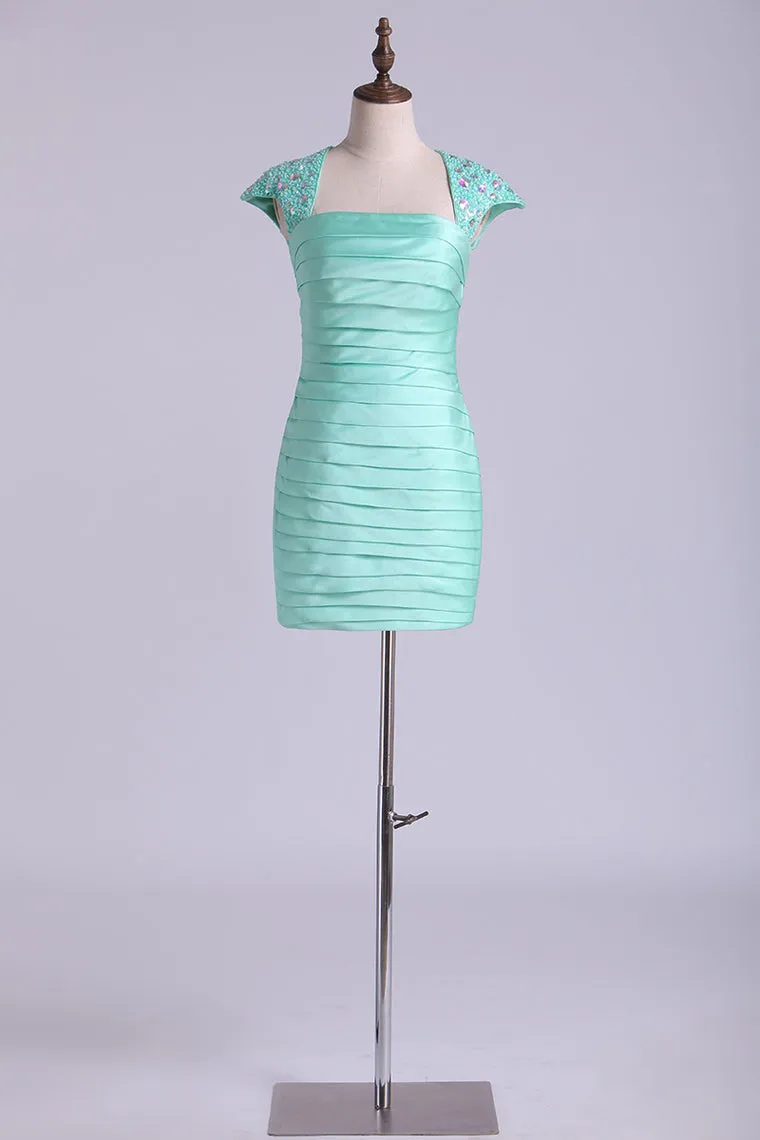 2024 Homecoming Dresses Straps Sheath Short With Beading
