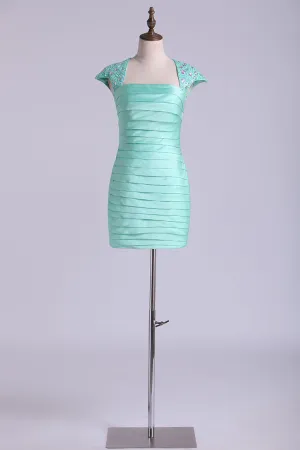 2024 Homecoming Dresses Straps Sheath Short With Beading