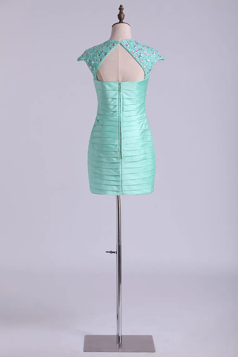 2024 Homecoming Dresses Straps Sheath Short With Beading