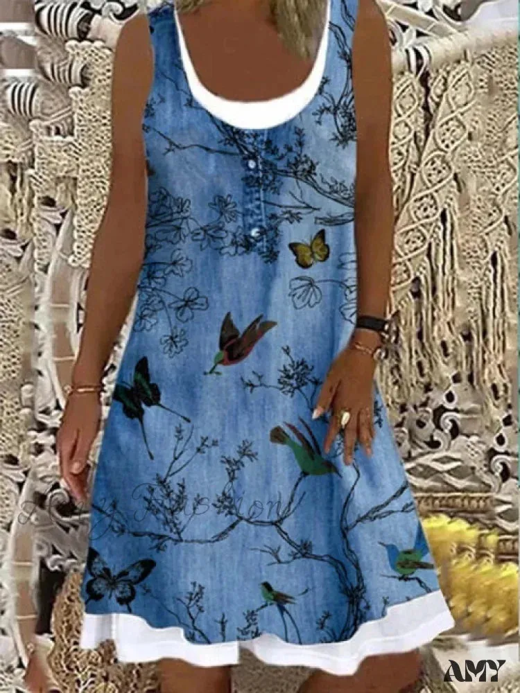 Amy Fashion - Large Big Printed Patchwork Boho Casual Party Dresses