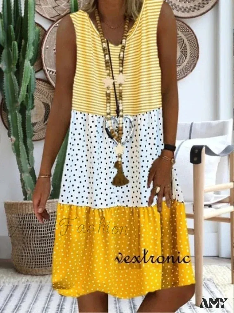 Amy Fashion - Large Big Printed Patchwork Boho Casual Party Dresses