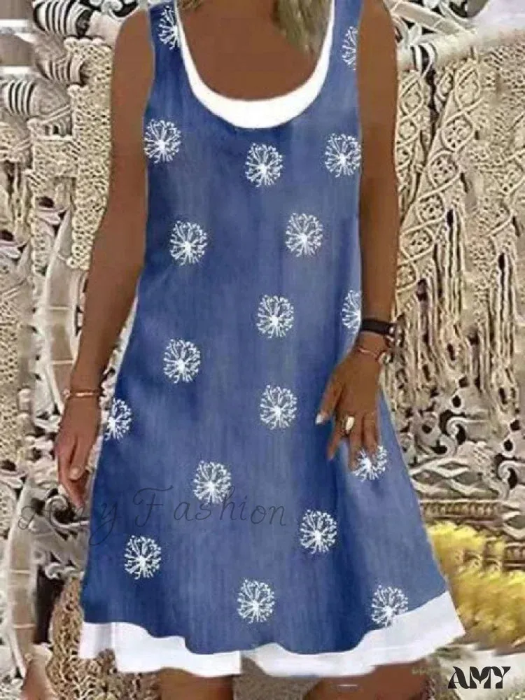 Amy Fashion - Large Big Printed Patchwork Boho Casual Party Dresses
