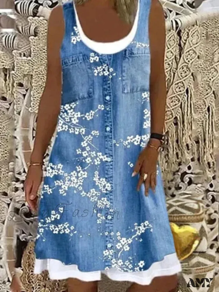 Amy Fashion - Large Big Printed Patchwork Boho Casual Party Dresses