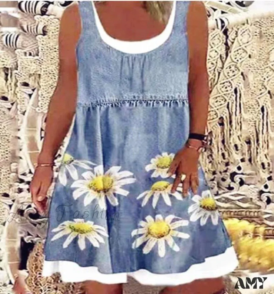 Amy Fashion - Large Big Printed Patchwork Boho Casual Party Dresses