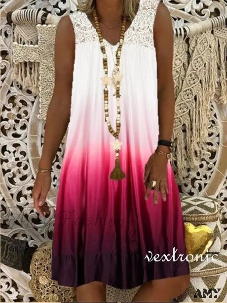 Amy Fashion - Large Big Printed Patchwork Boho Casual Party Dresses