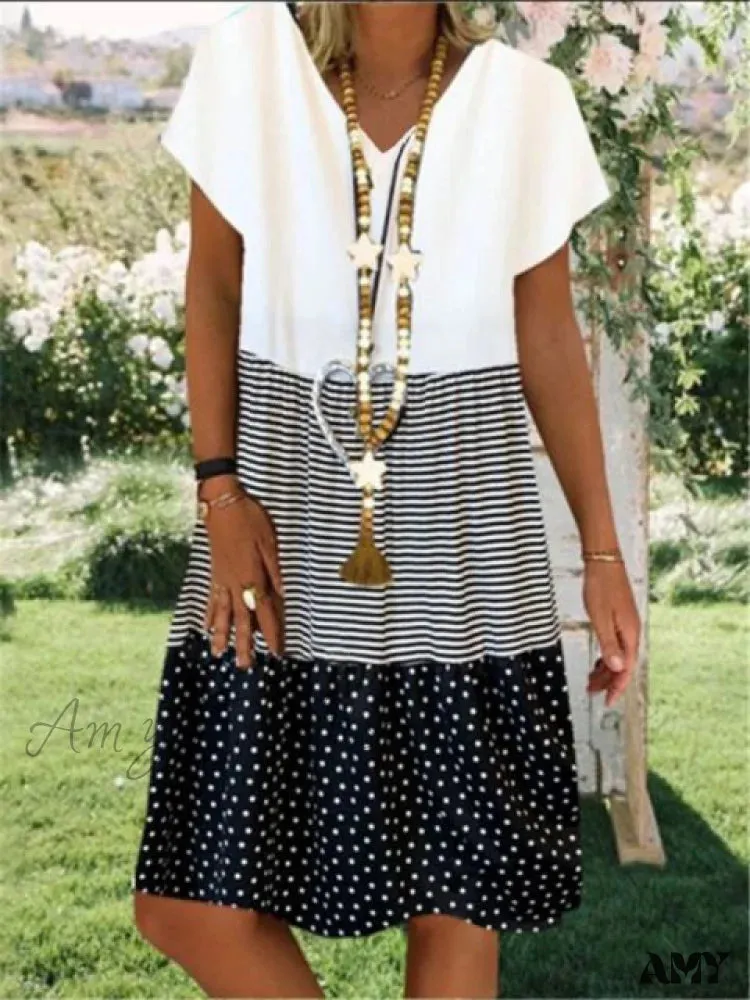 Amy Fashion - Large Big Printed Patchwork Boho Casual Party Dresses