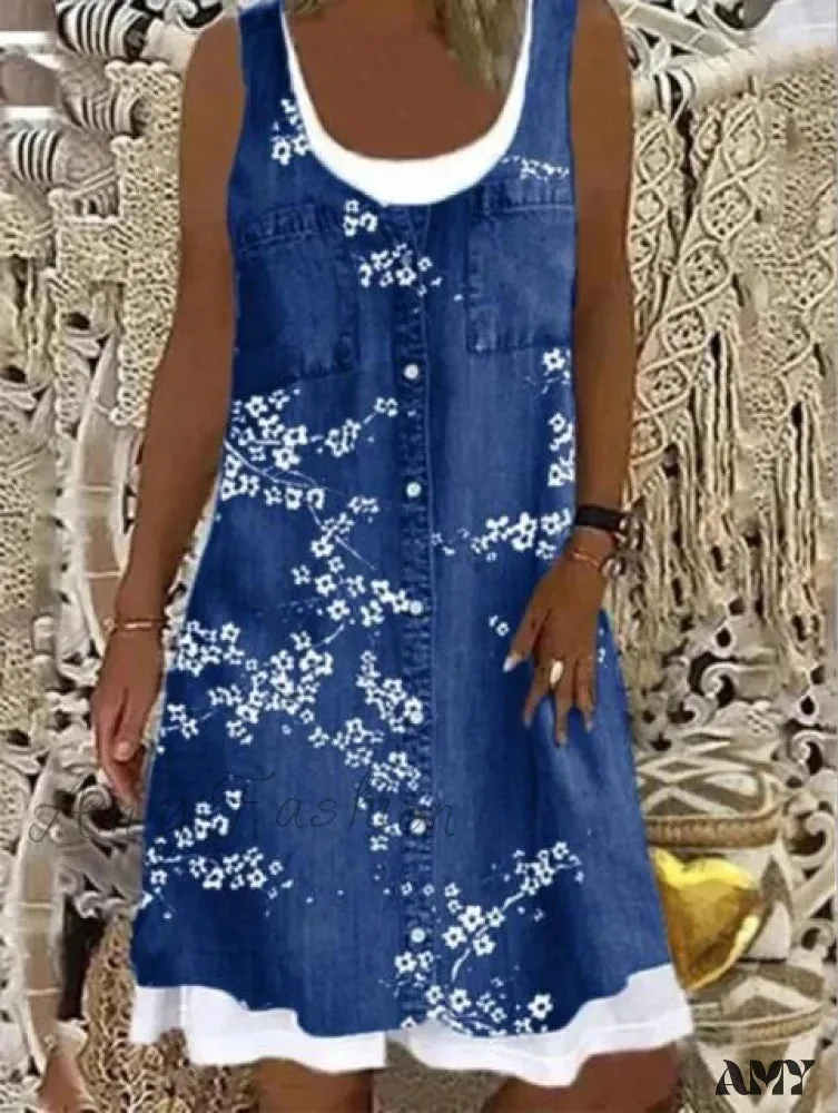 Amy Fashion - Large Big Printed Patchwork Boho Casual Party Dresses