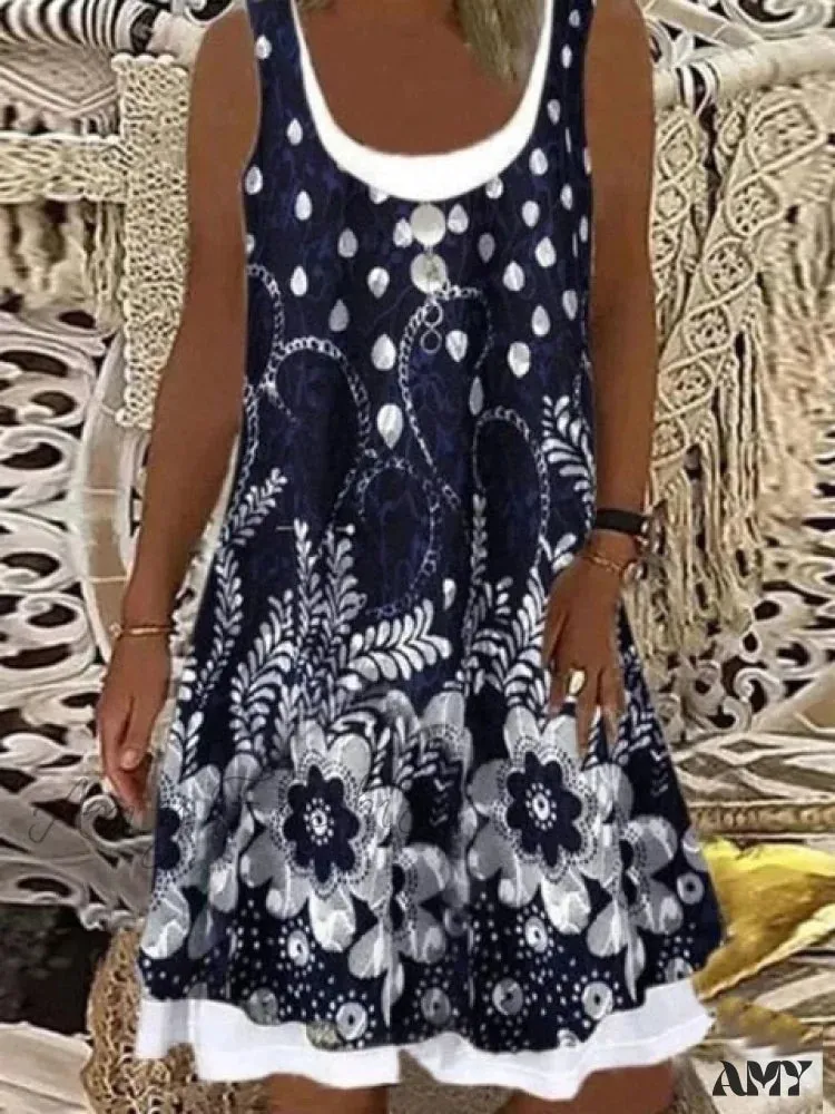 Amy Fashion - Large Big Printed Patchwork Boho Casual Party Dresses