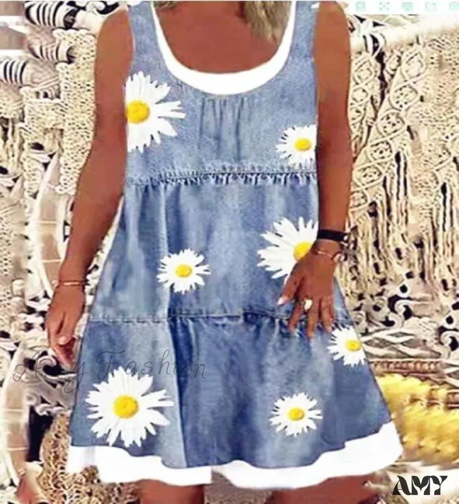 Amy Fashion - Large Big Printed Patchwork Boho Casual Party Dresses