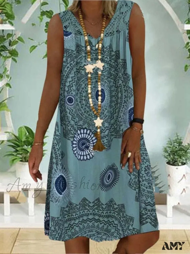 Amy Fashion - Large Big Printed Patchwork Boho Casual Party Dresses