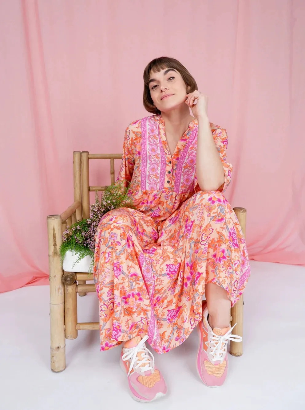 BC Luna Boho Maxi Dress Peach Pink