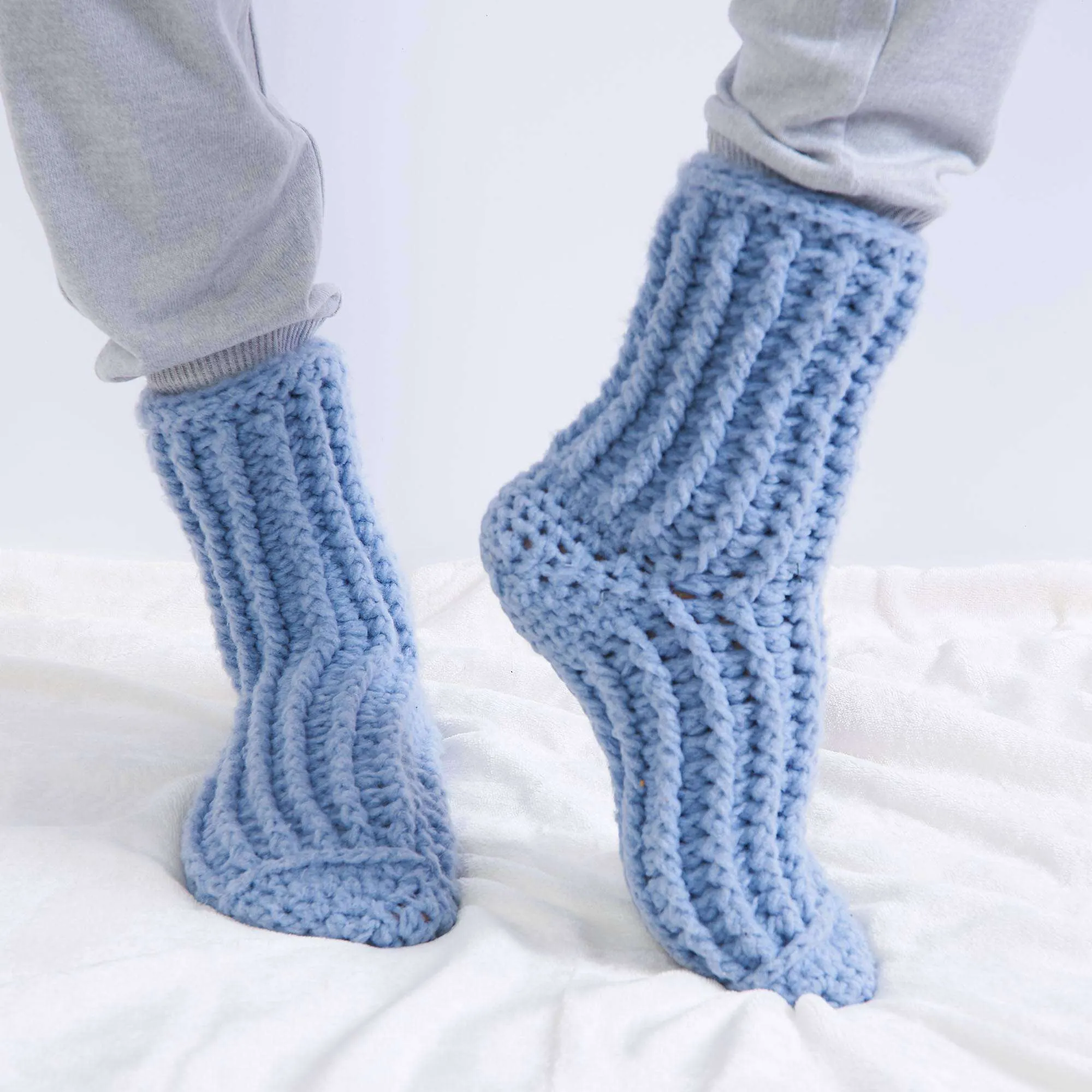 Bernat Cozy Crochet Ribbed Reading Socks