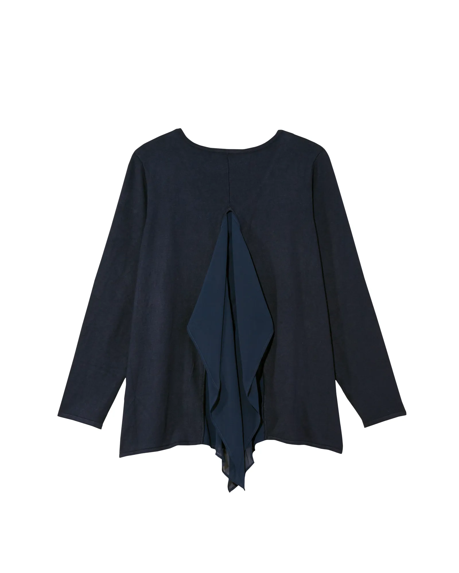 Bettina Long Sleeve Woven Back Sweater | Navy / Navy