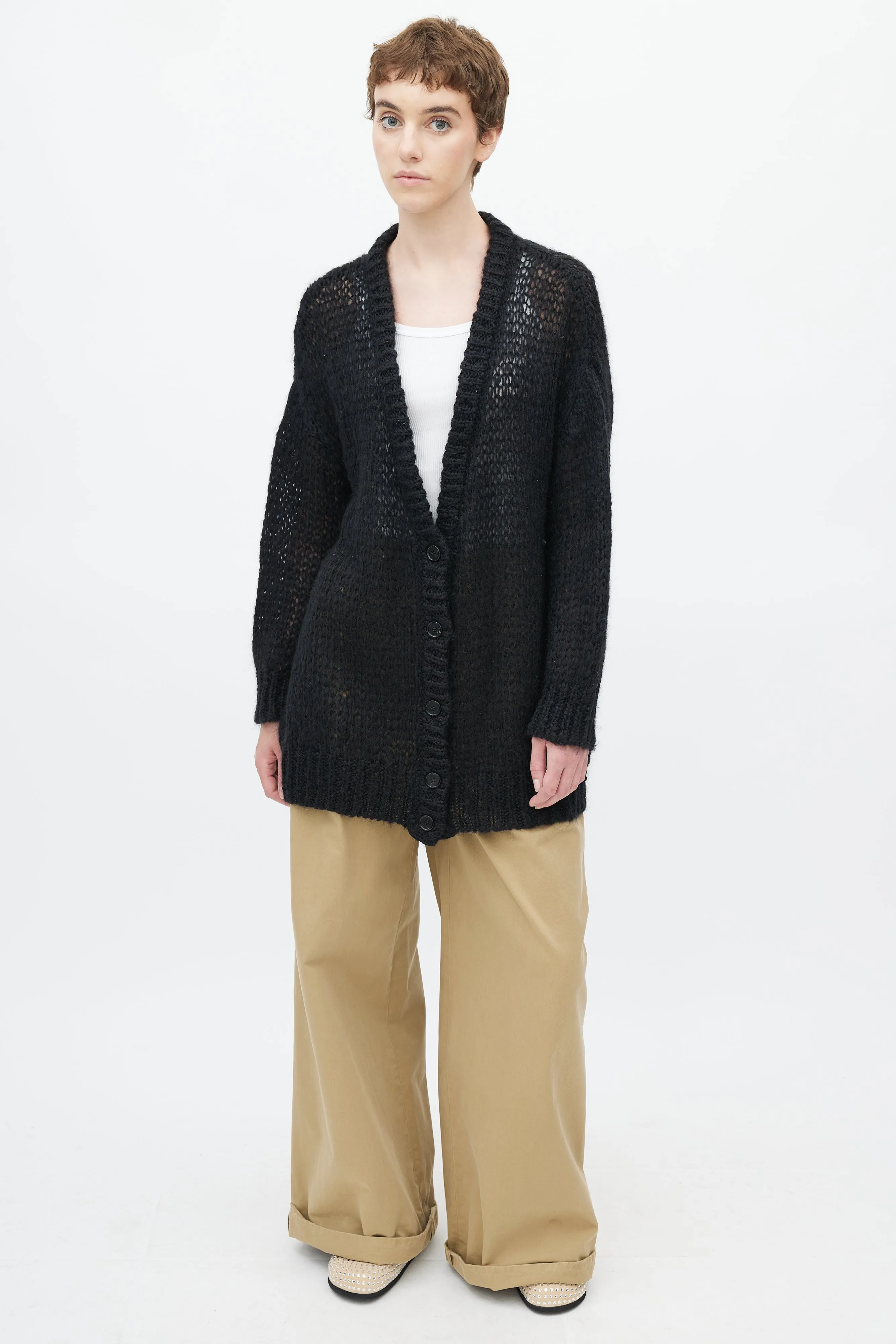 Black Mohair Oversized Cardigan