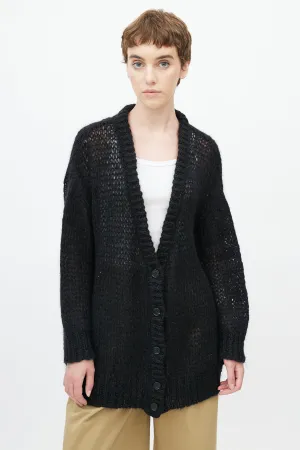 Black Mohair Oversized Cardigan