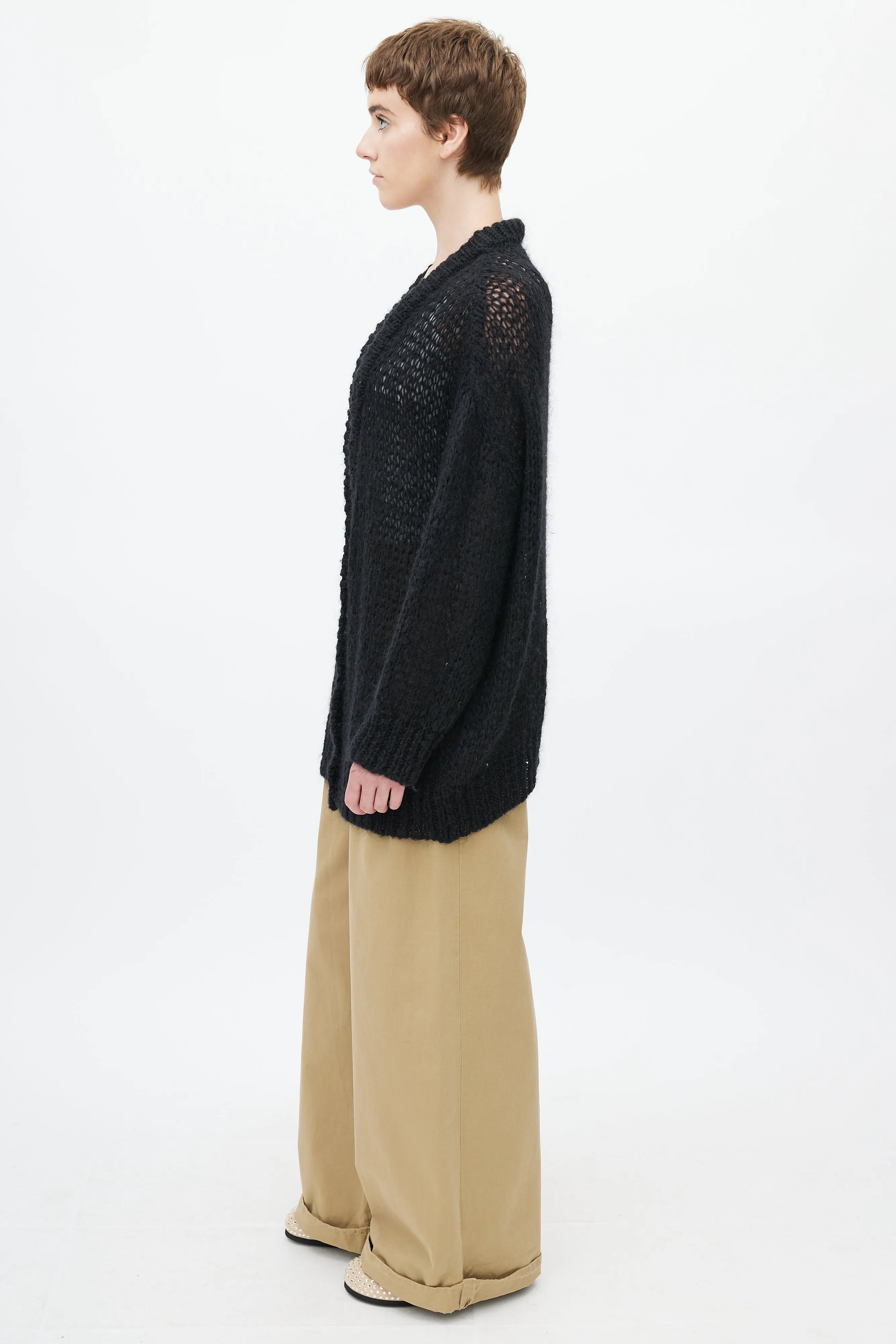 Black Mohair Oversized Cardigan