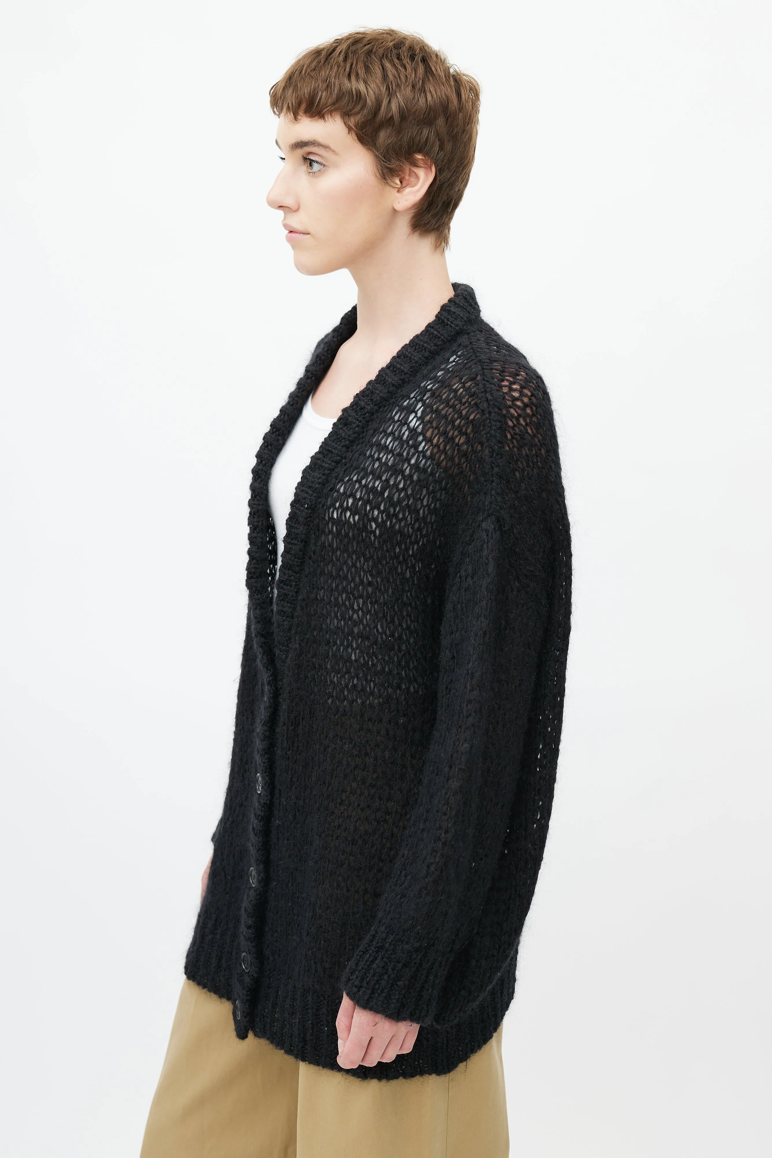 Black Mohair Oversized Cardigan