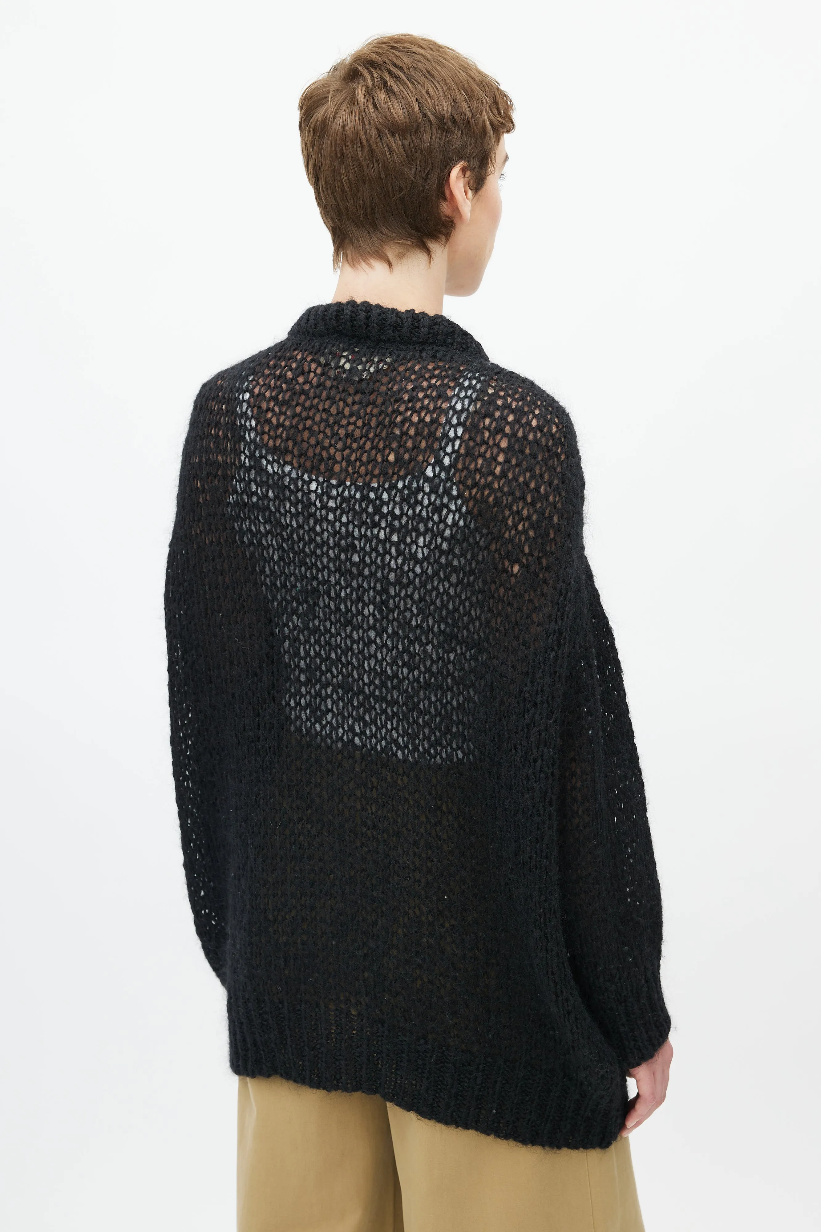 Black Mohair Oversized Cardigan