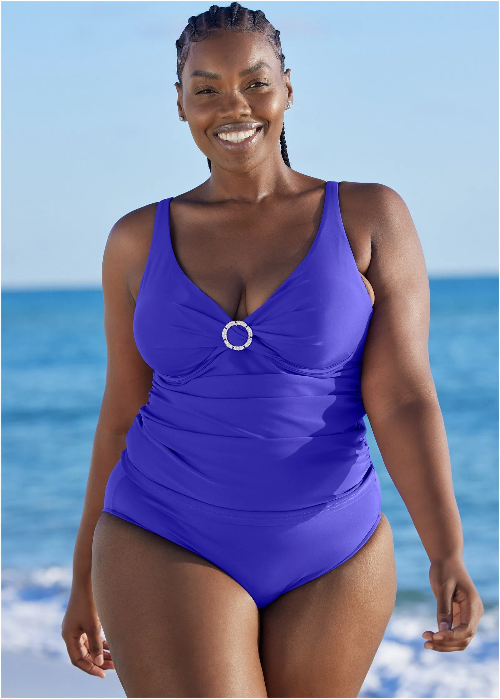 Bling Ring Tankini Top - Cobalt Blue