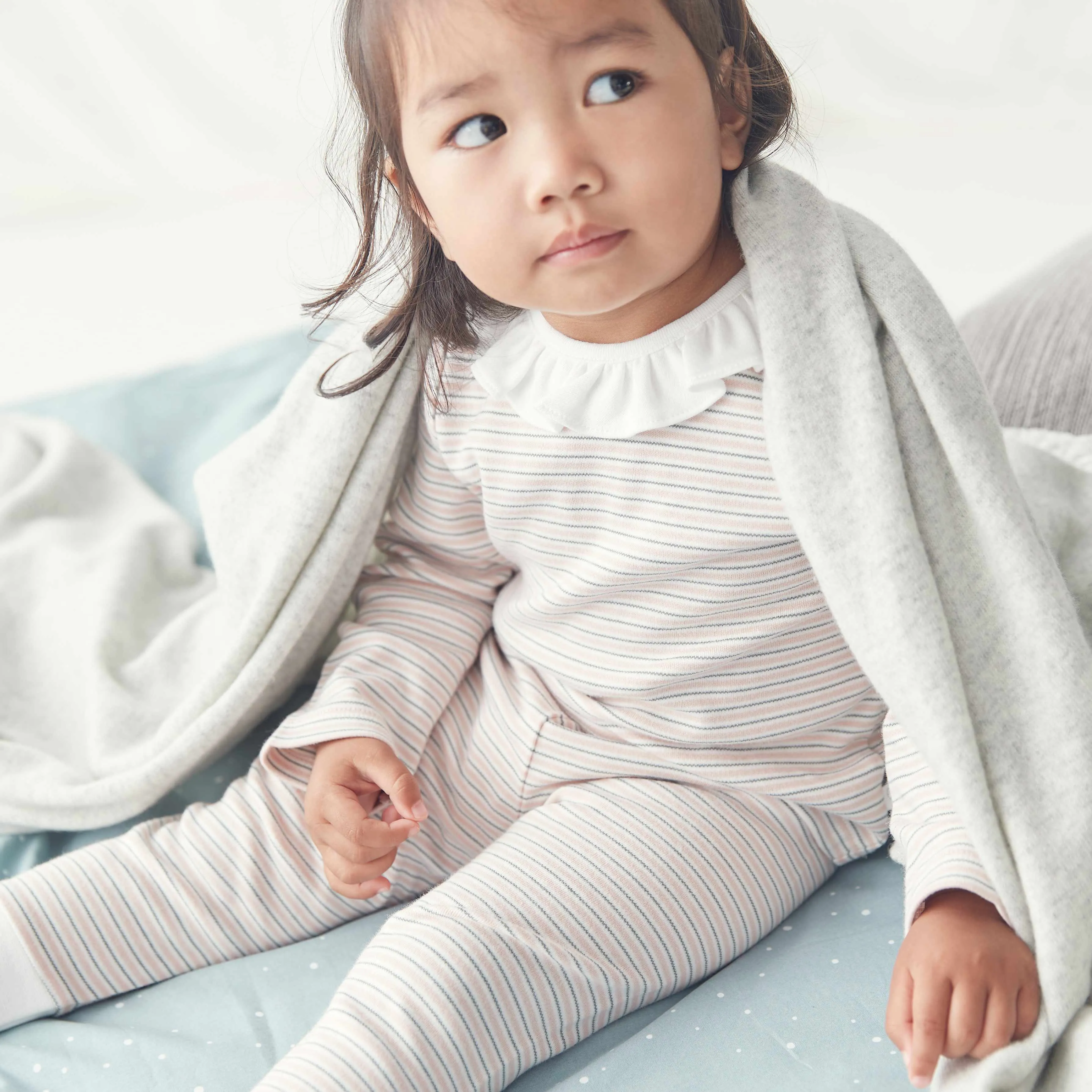 Blush & Khaki Stripe Ruffle T-Shirt & Leggings Set