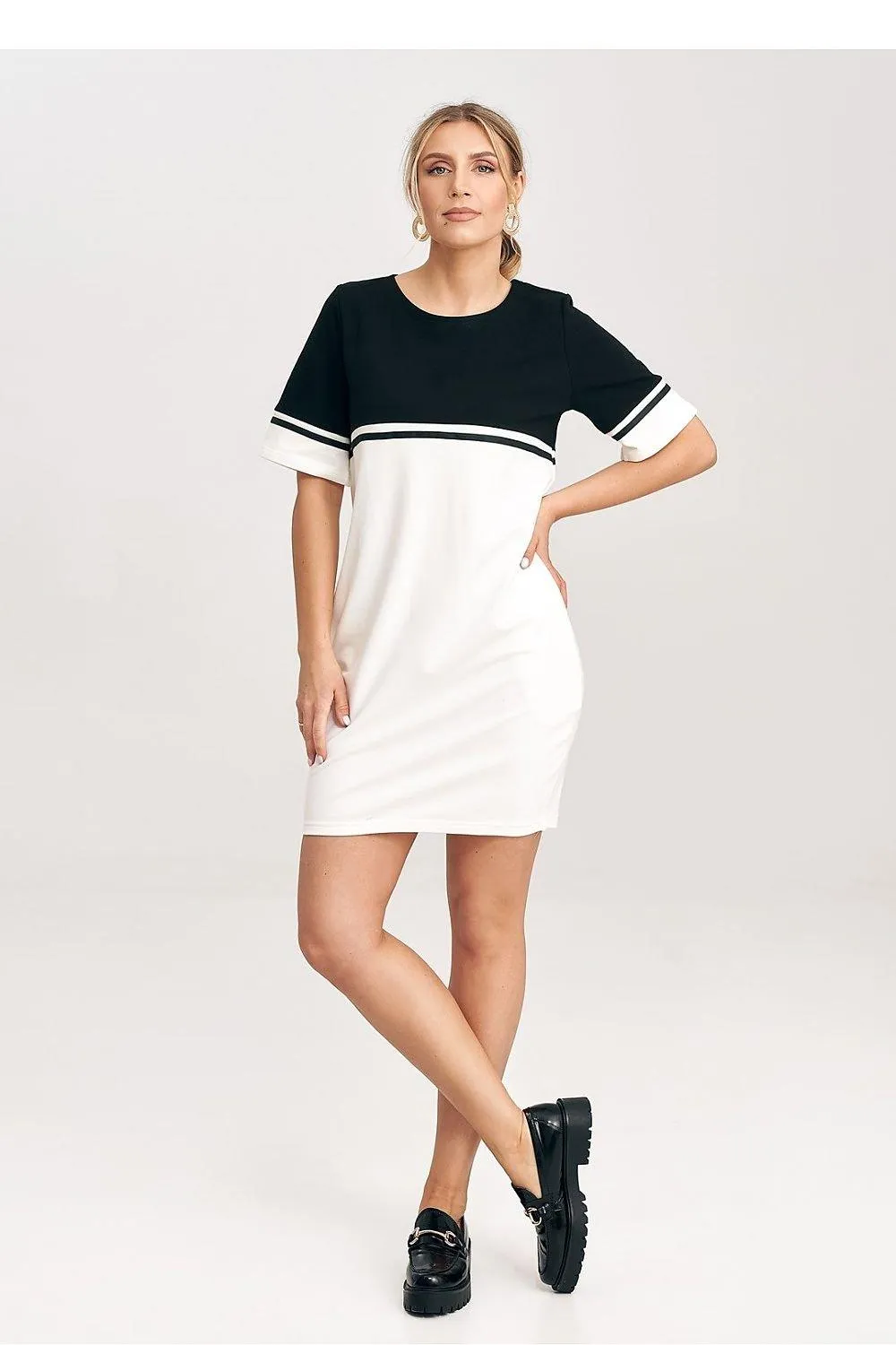 Chic Cotton Belted Mini Dress with Functional Pockets