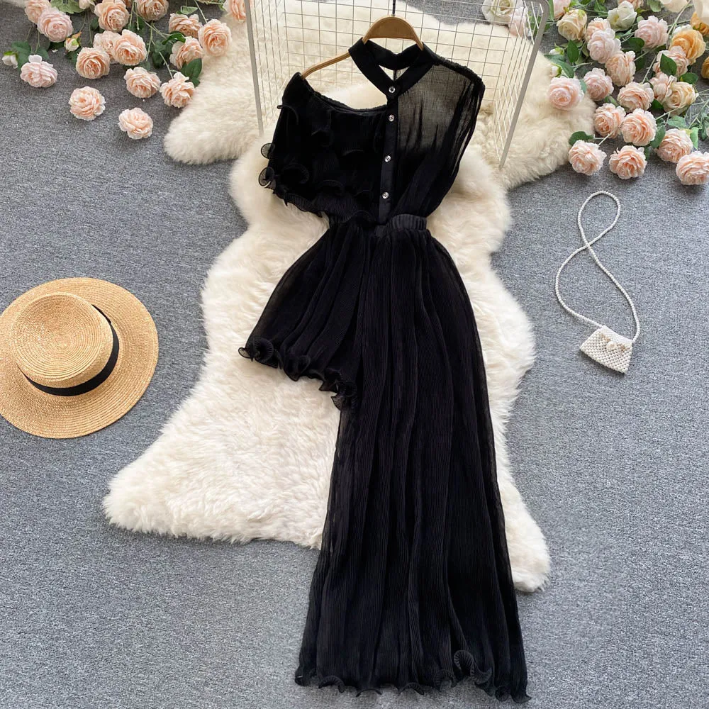 Chic Ruffled Edge Irregular-designed Dress