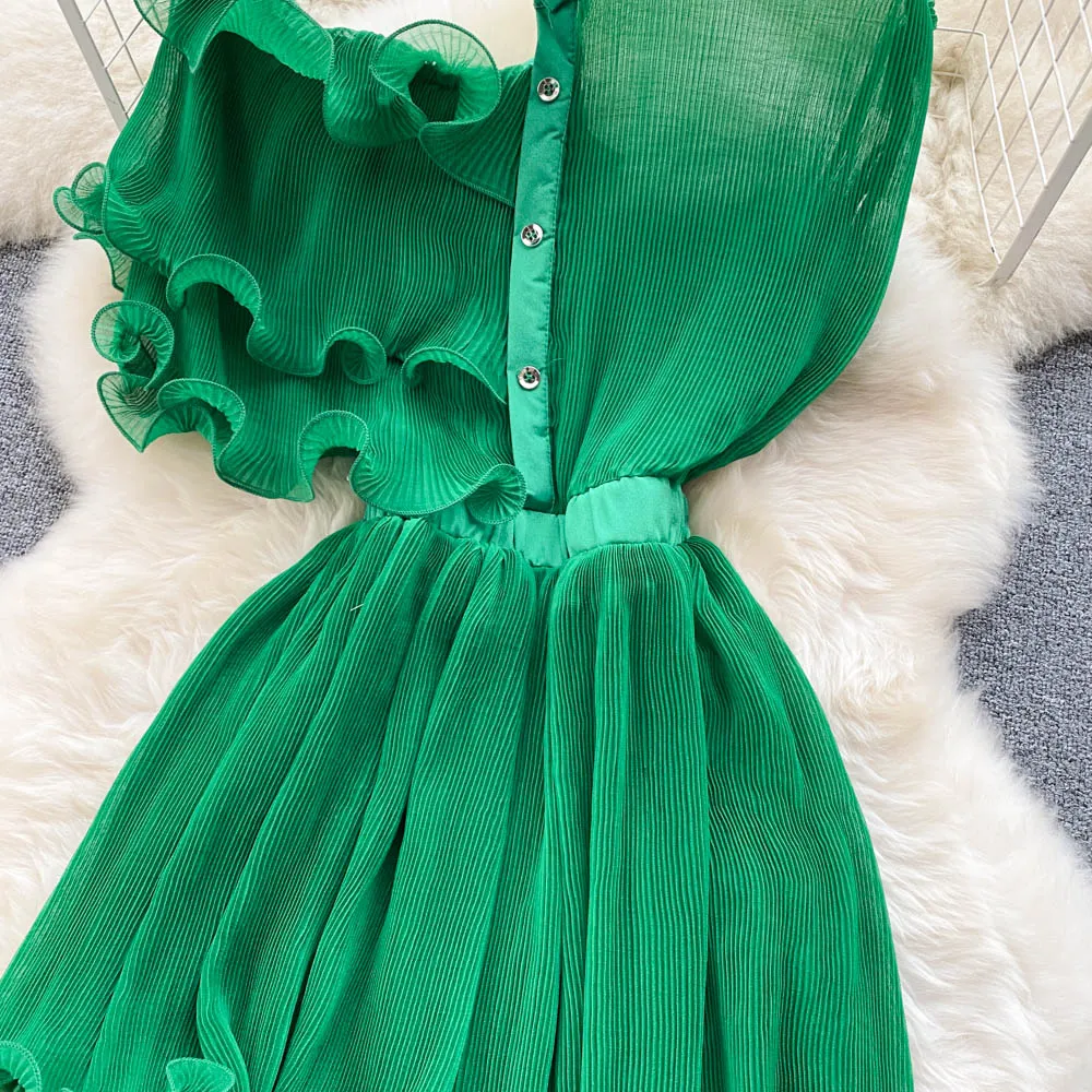 Chic Ruffled Edge Irregular-designed Dress