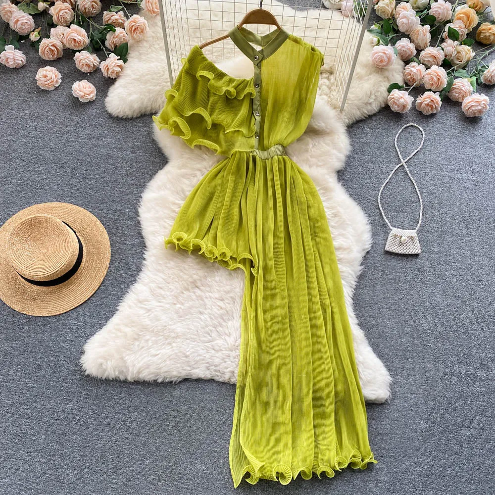 Chic Ruffled Edge Irregular-designed Dress