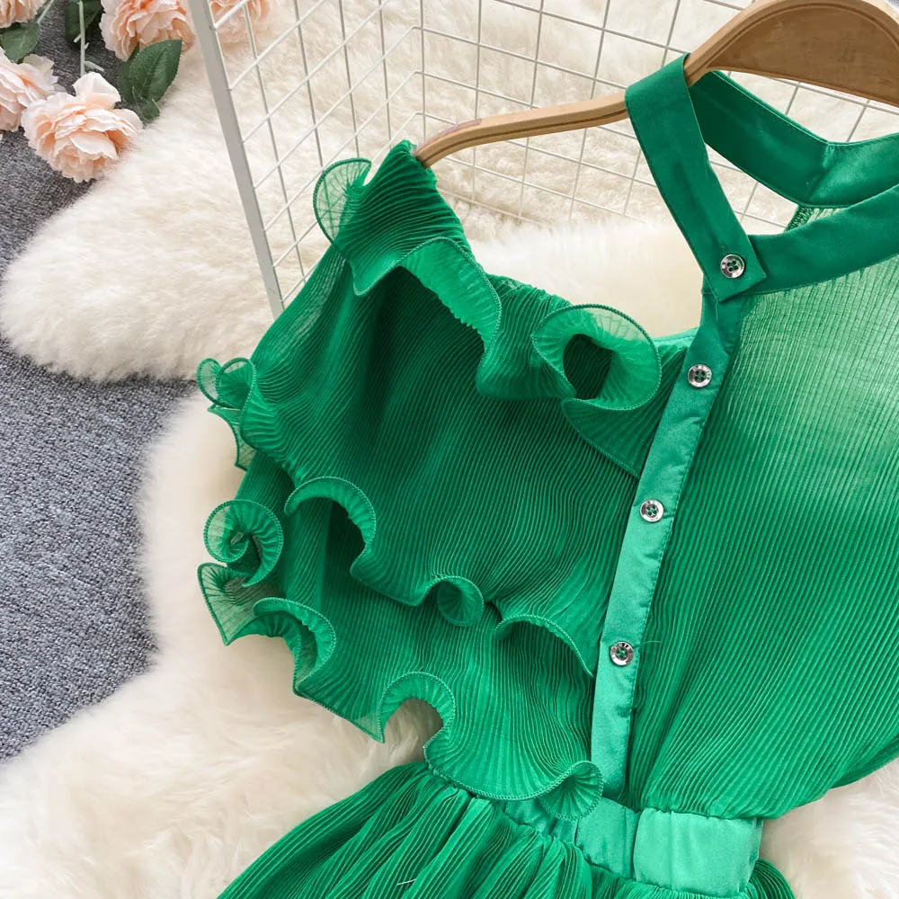 Chic Ruffled Edge Irregular-designed Dress