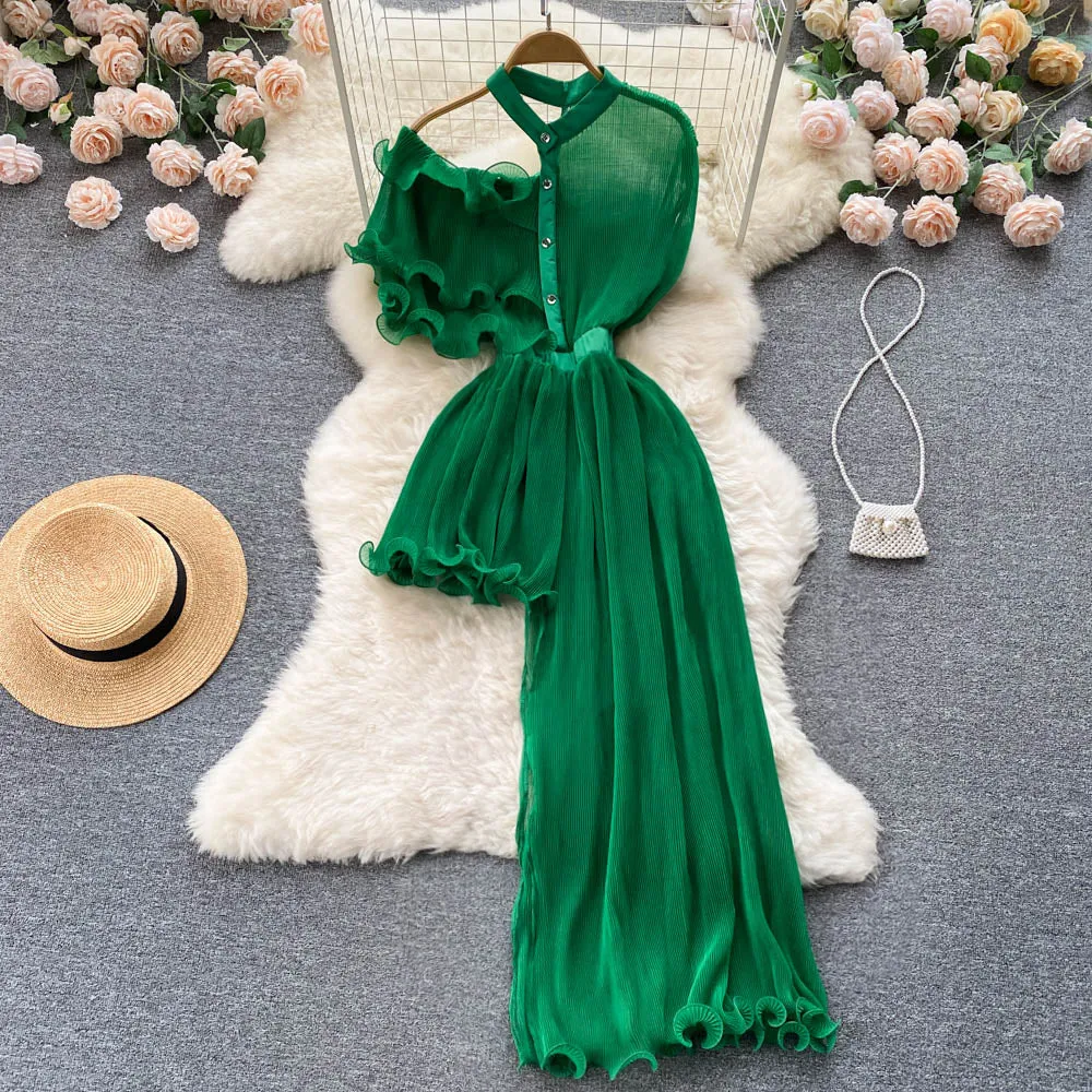 Chic Ruffled Edge Irregular-designed Dress
