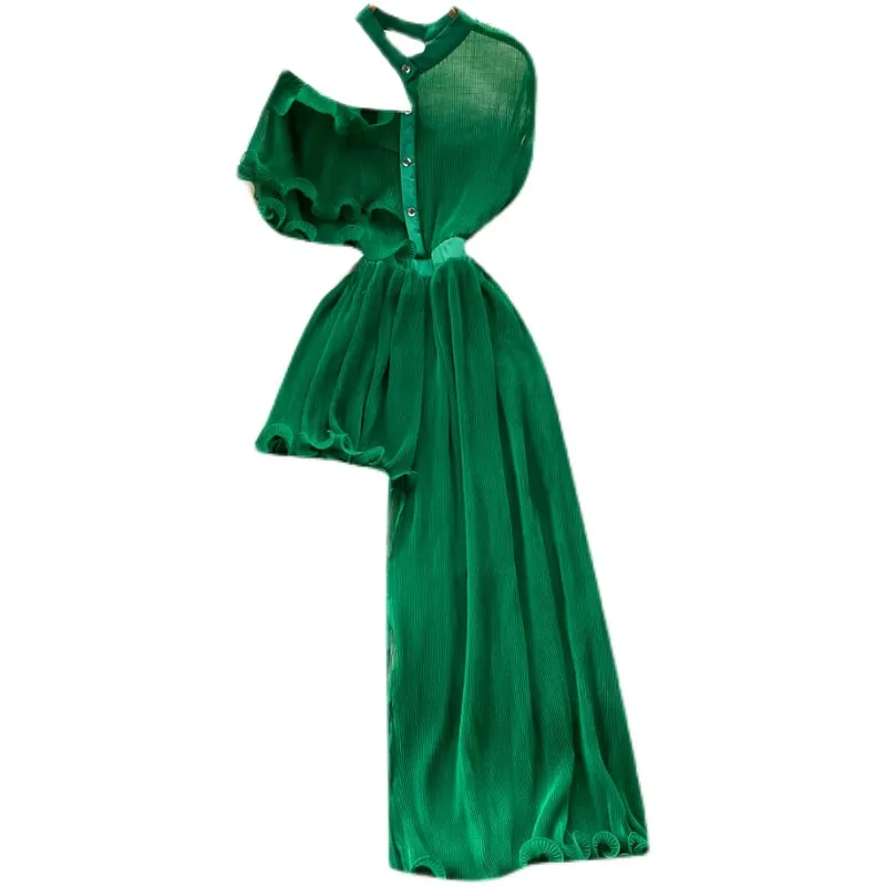 Chic Ruffled Edge Irregular-designed Dress