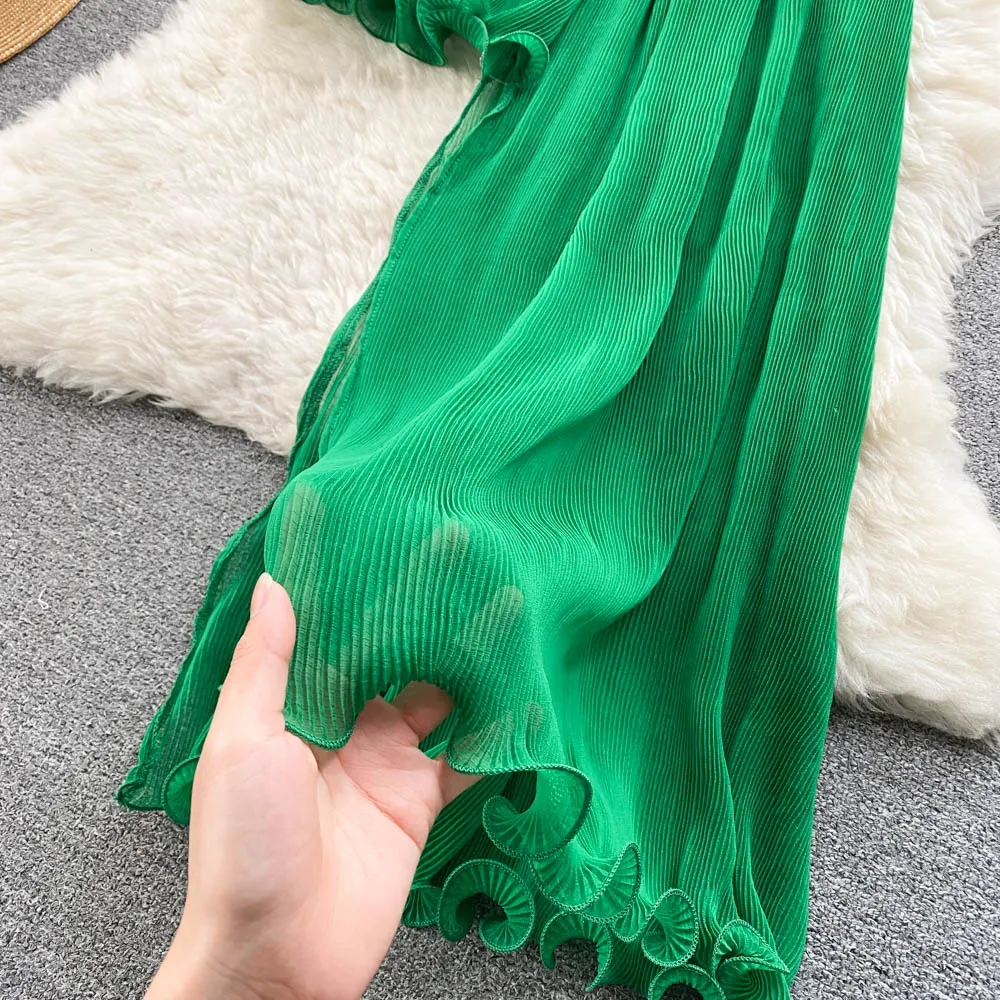 Chic Ruffled Edge Irregular-designed Dress