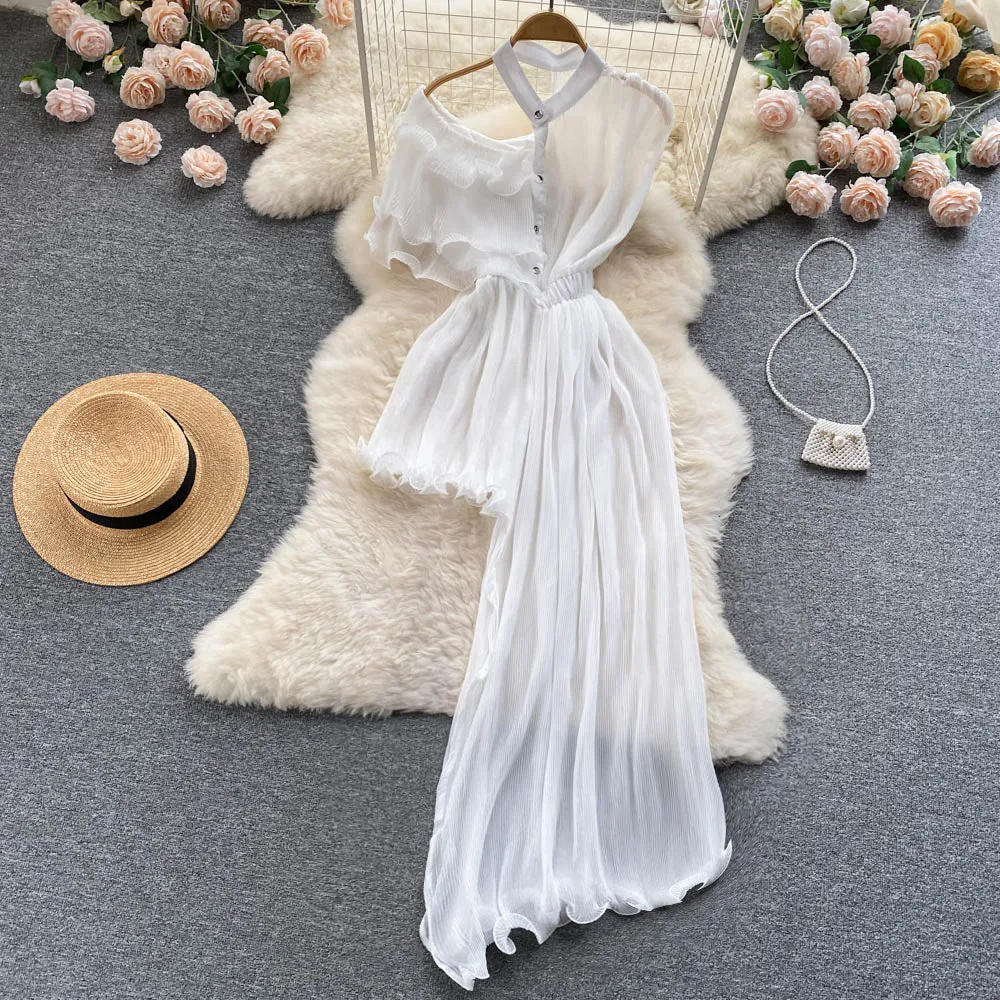 Chic Ruffled Edge Irregular-designed Dress