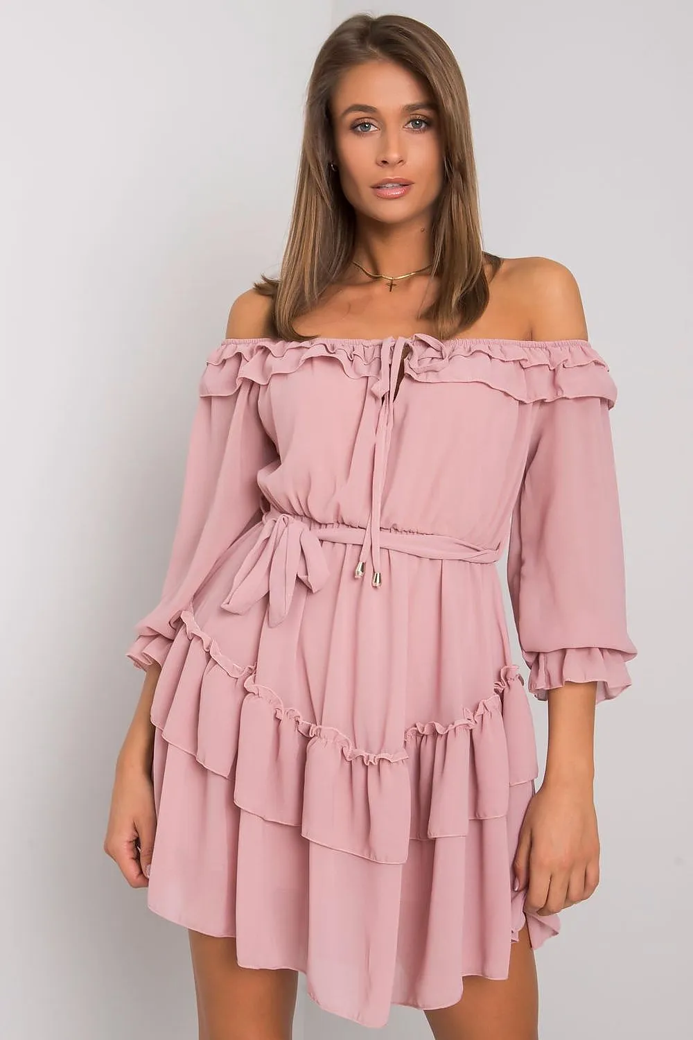 Chic Spanish-inspired Dress with Frilly Details and Tie - Versatile Elegance