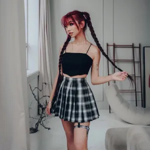Cider Plaid Leg Strap Skort