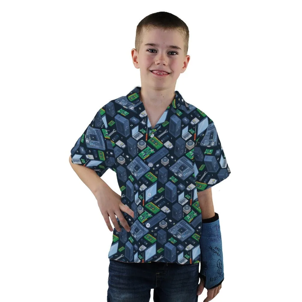 Computer Electronic Parts Dark Navy Youth Hawaiian Shirt