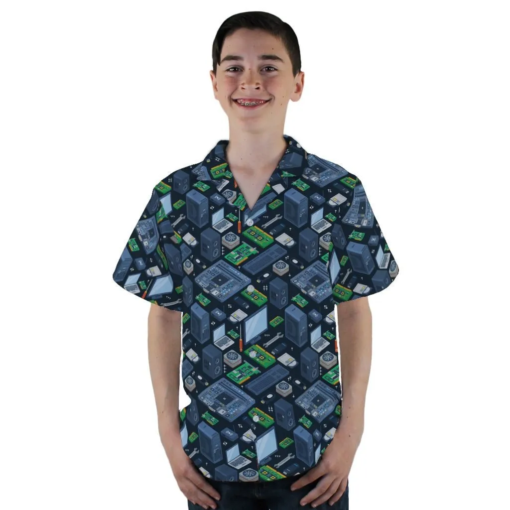 Computer Electronic Parts Dark Navy Youth Hawaiian Shirt