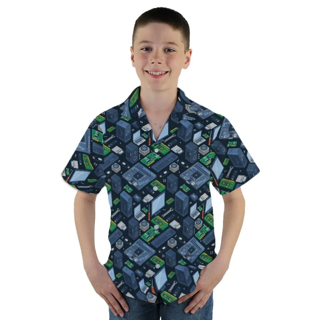 Computer Electronic Parts Dark Navy Youth Hawaiian Shirt