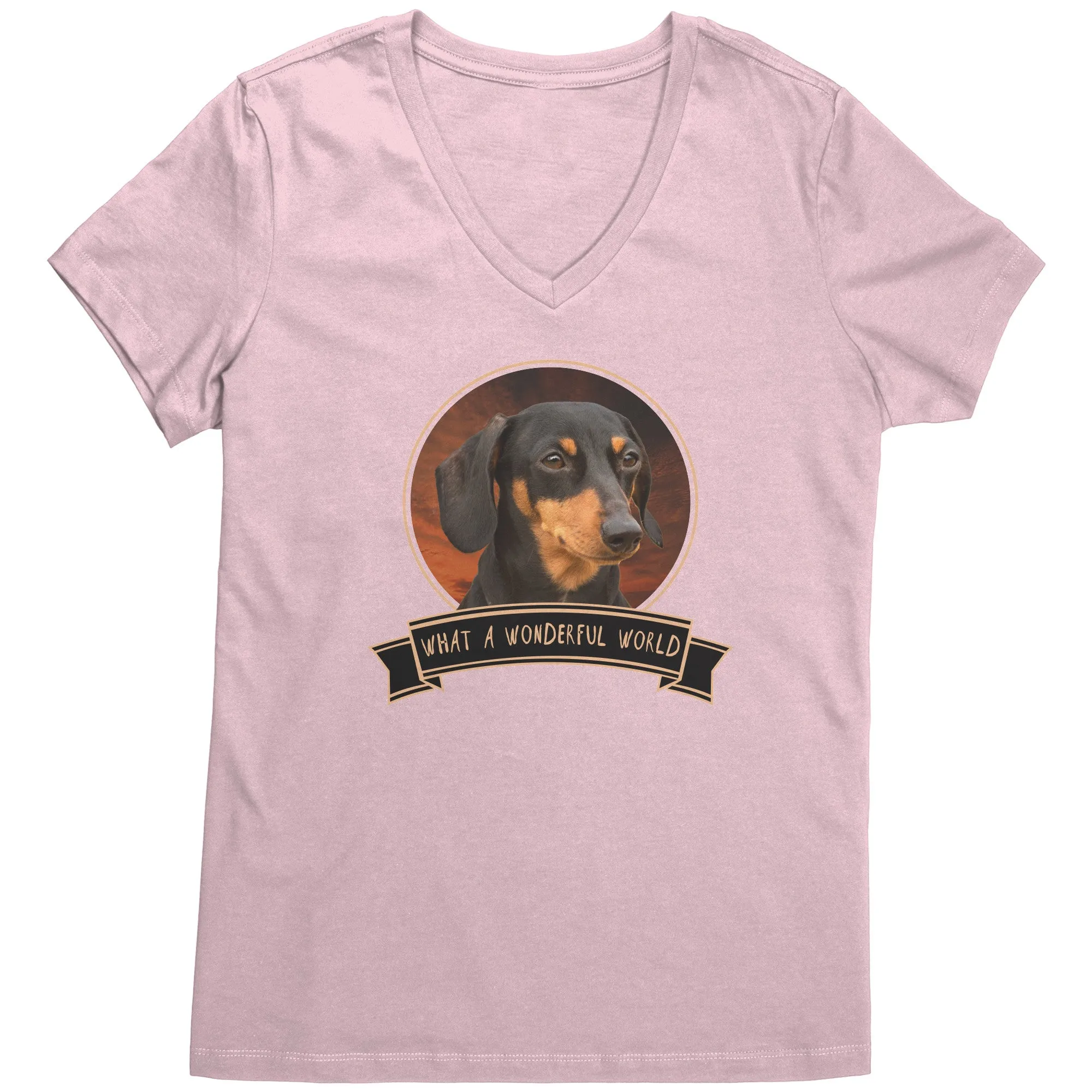 Dachshund Wonderful World Womens V-Neck Shirts
