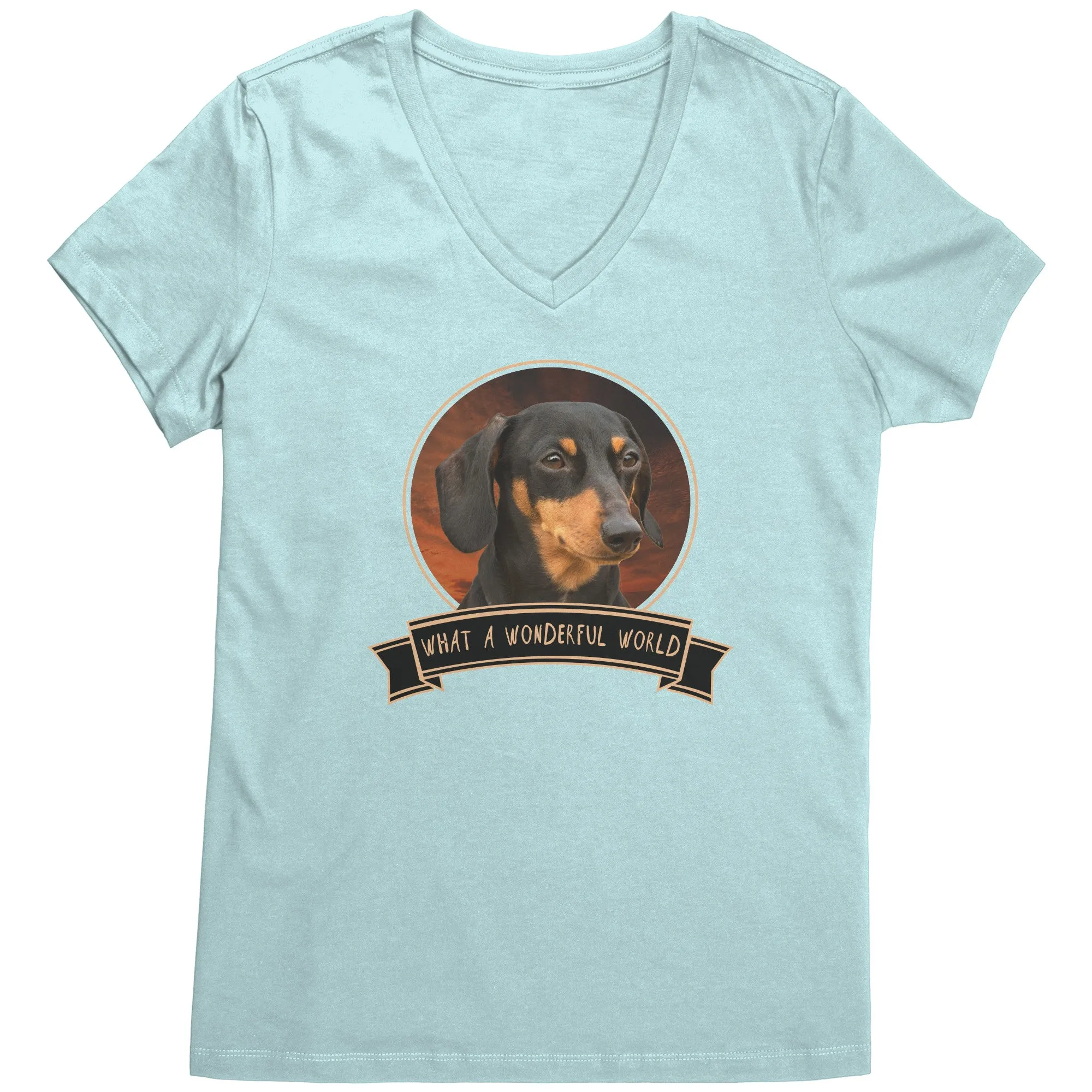 Dachshund Wonderful World Womens V-Neck Shirts