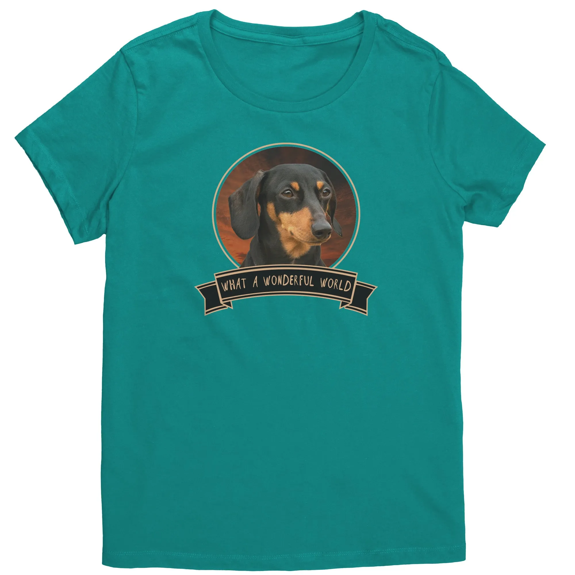 Dachshund Wonderful World Womens V-Neck Shirts