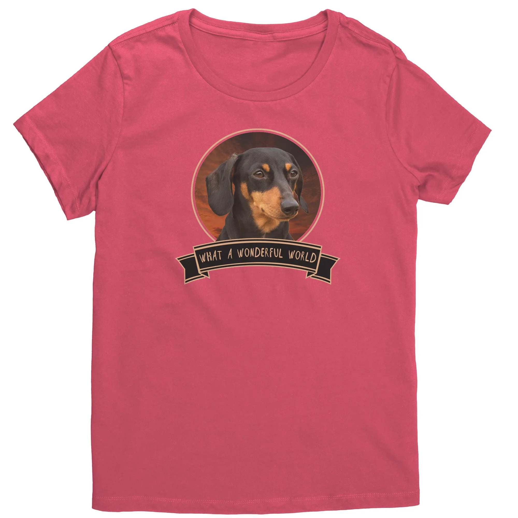 Dachshund Wonderful World Womens V-Neck Shirts