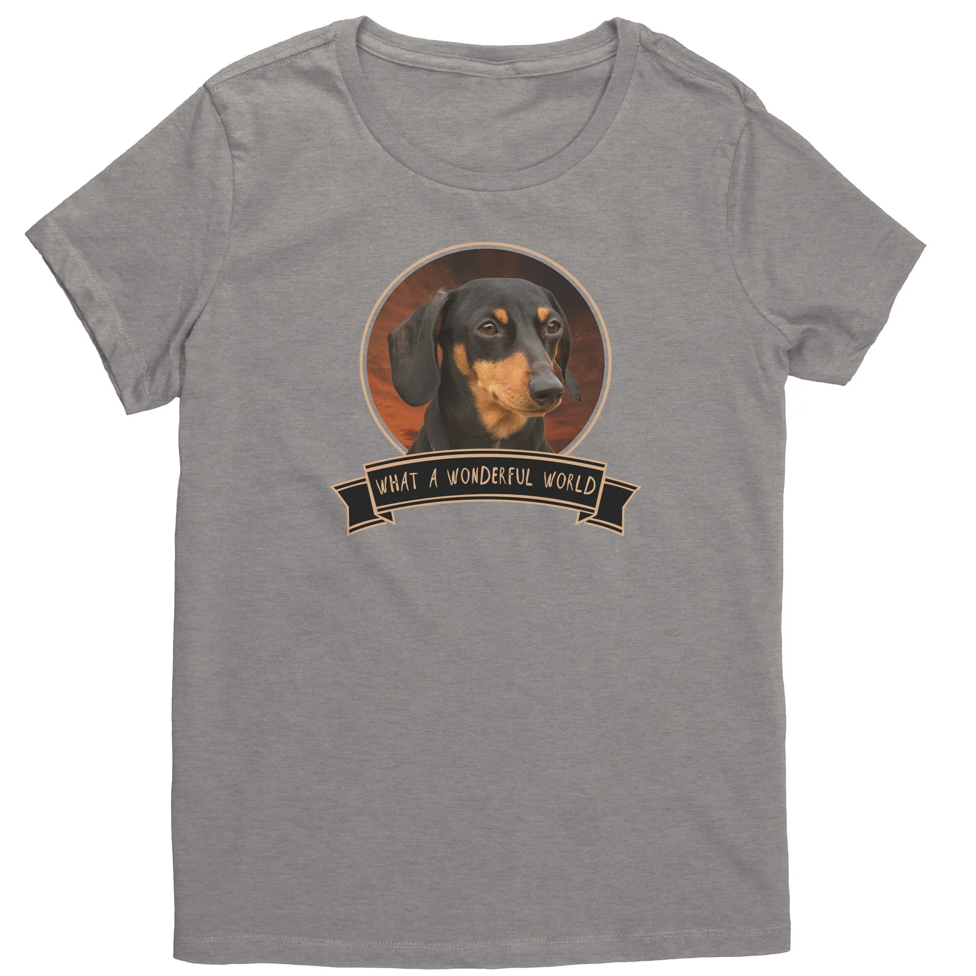 Dachshund Wonderful World Womens V-Neck Shirts