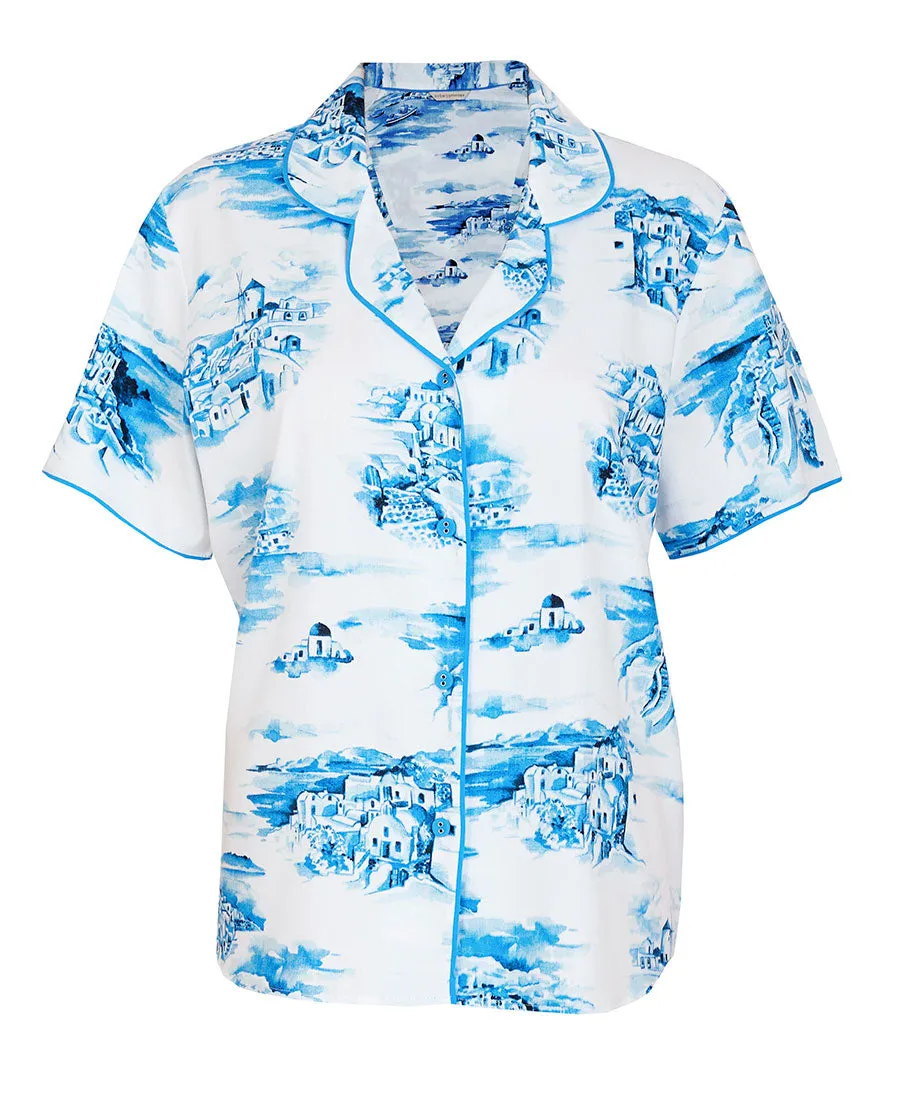 Donna Santorini Print Pyjama Top