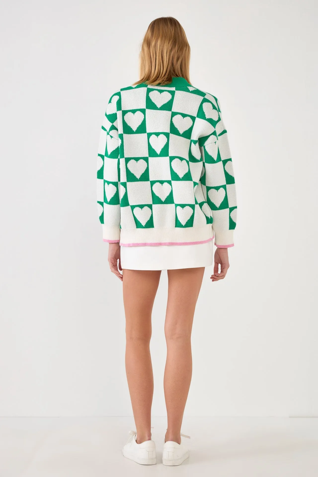 English Factory - Heart Knit Jacquard  Cardigan