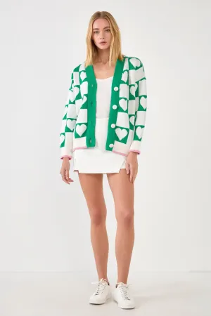 English Factory - Heart Knit Jacquard  Cardigan