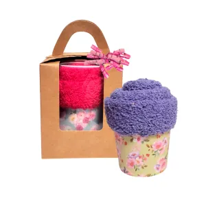 Floral Print Cozy Socks Gift Box - With curly ribbons
