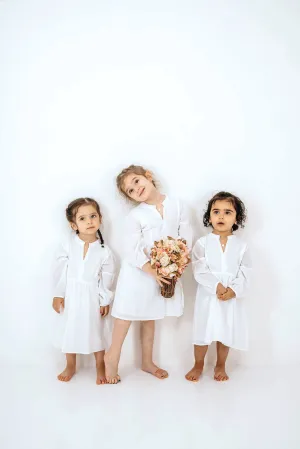 Girl's Cotton Kaftan Dress - White