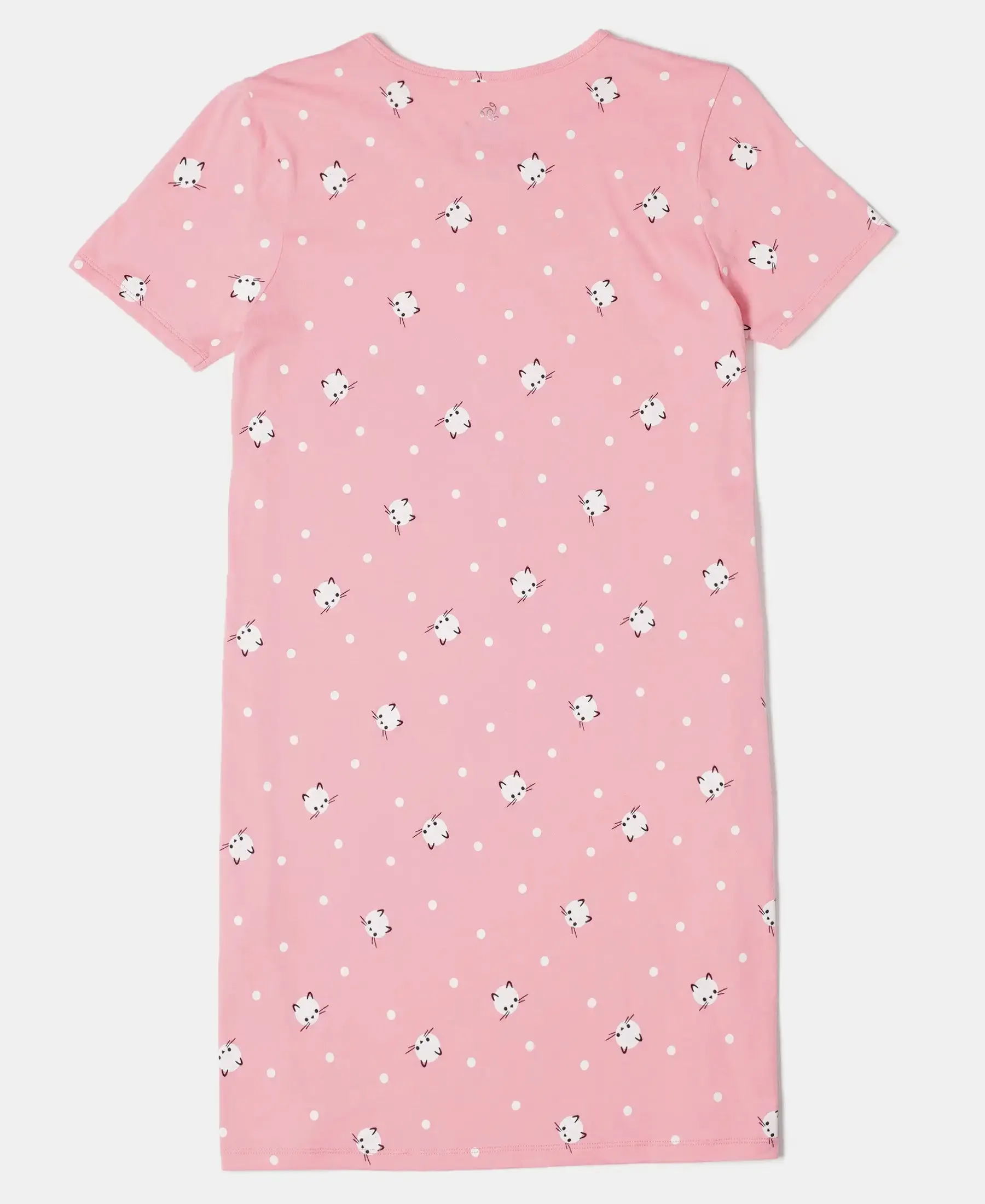 Girl's Super Combed Cotton Printed Dress with Matching Headband - Flamingo Pink