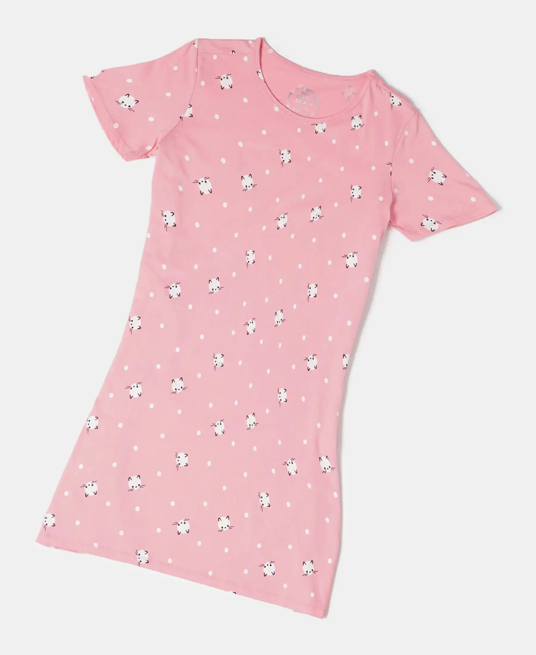 Girl's Super Combed Cotton Printed Dress with Matching Headband - Flamingo Pink